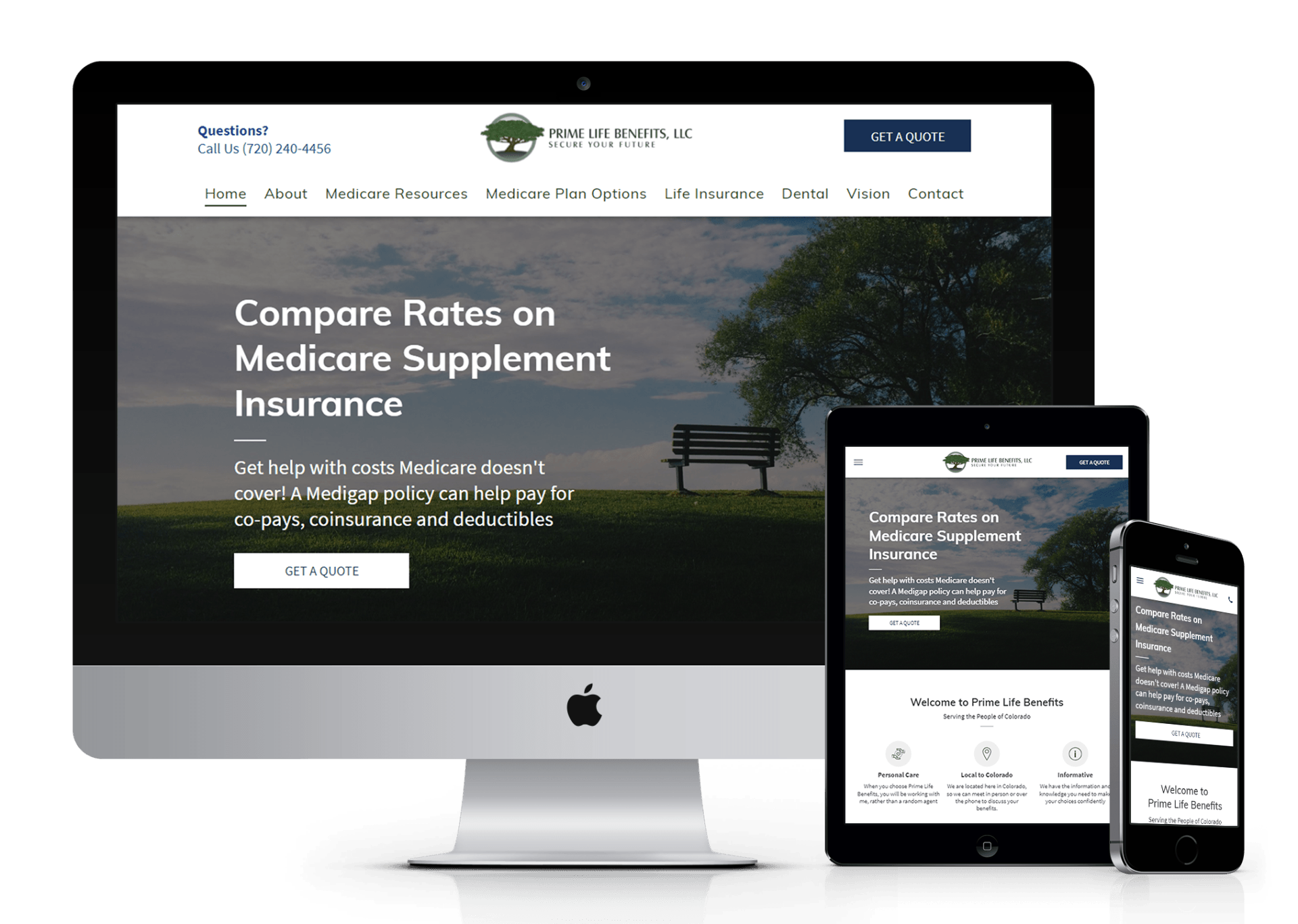 Prime Life Benefits website design screenshot